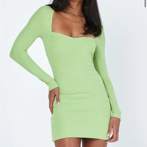 Princesspolly Nolan Mini Dress Green in Size 8